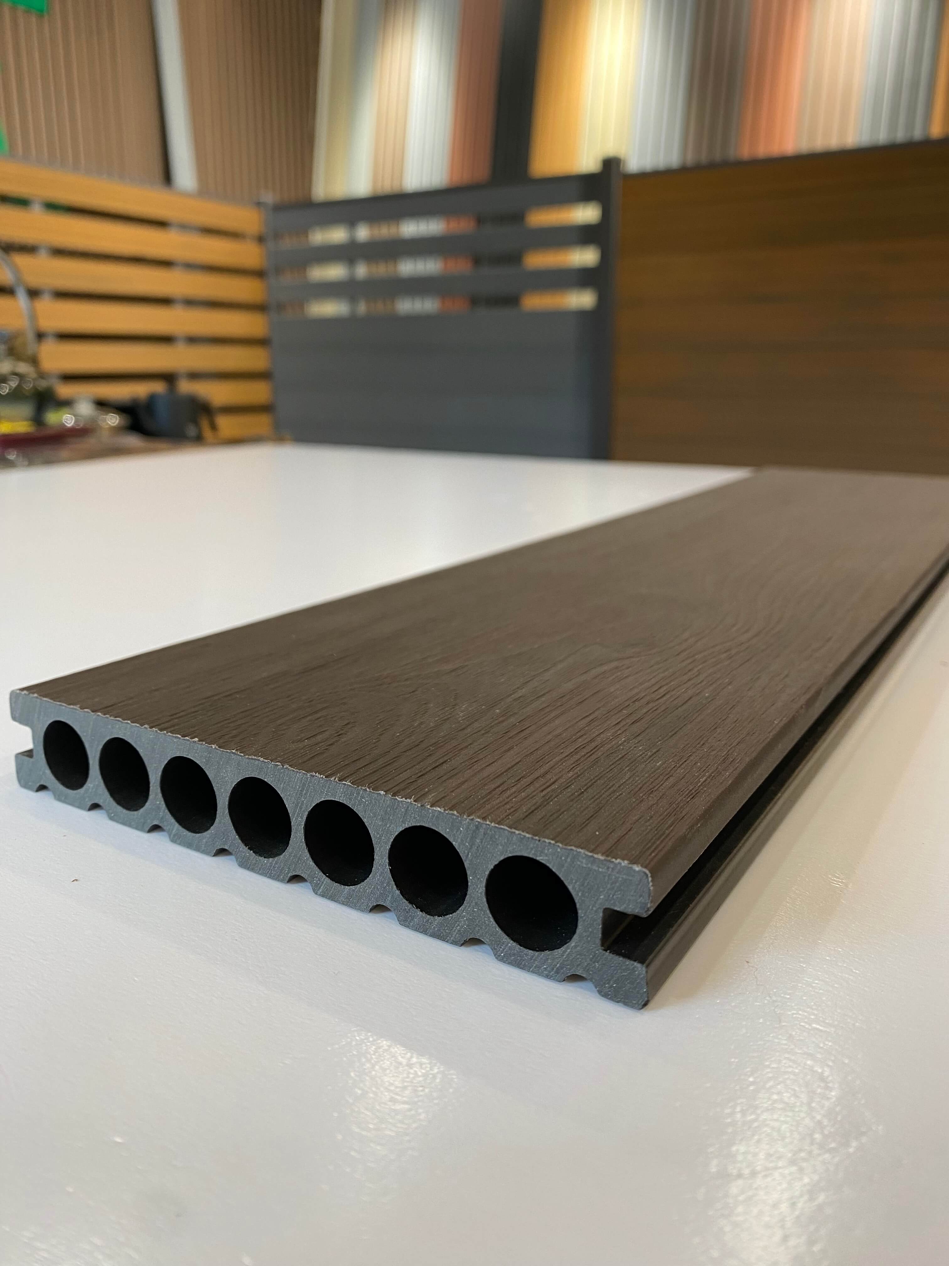 Round hole WPC decking installation in park