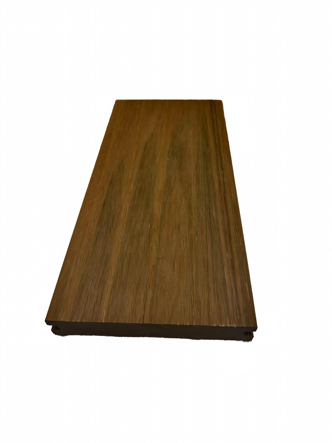 Square hole WPC flooring installation in a residential garden